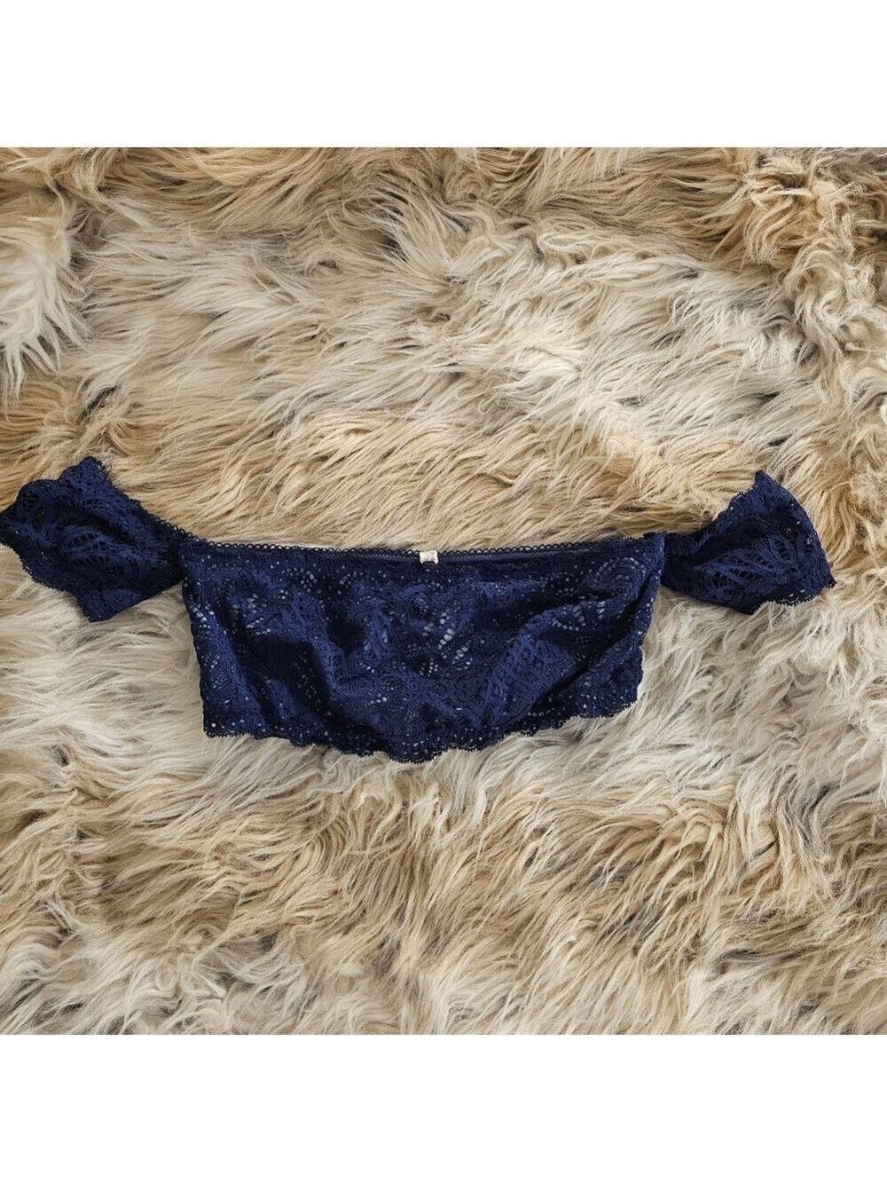 Navy Lace Off-Shoulder Bralette